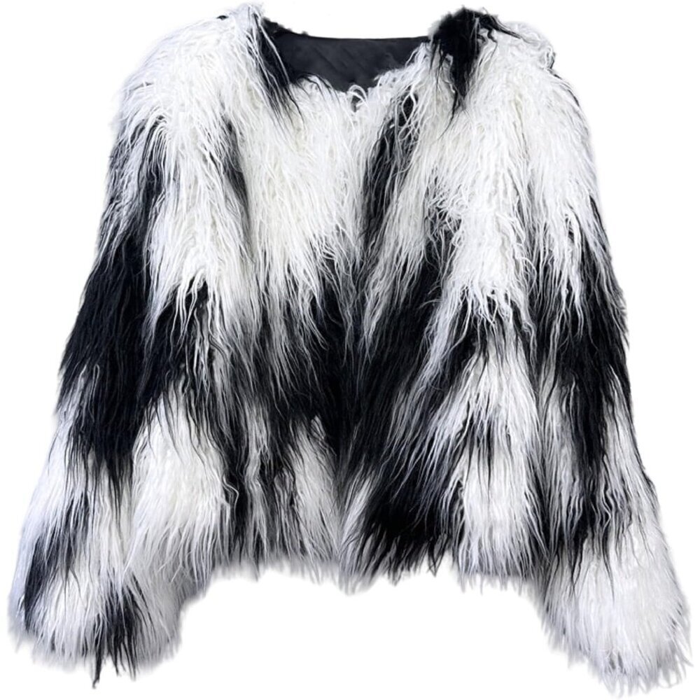 Fluffy Faux Fur Coat Women’s Shaggy Jacket Long Sleeve Warm Winter Outwear
